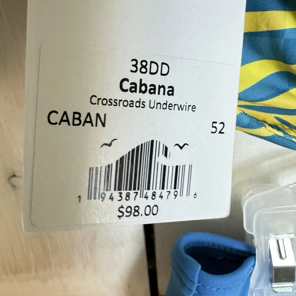 Sunsets Cabana Crossroads Underwire Bikini Set 38DD XL Yellow Blue‎ Tropical NEW